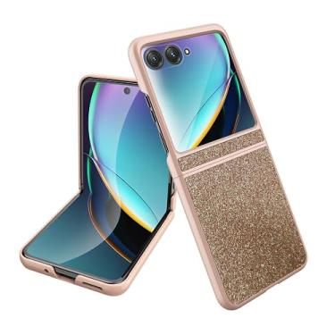 Imagem de Compatível com Motorola Raz Plus 2024 Capa com glitter à prova de choque, para Motorola Raz+ 2024 Capa protetora fina de silicone brilhante TPU e PC Silicone Girl Women Thin Protective Cover (dourada)