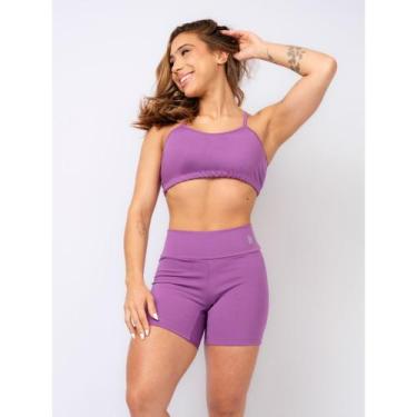 Imagem de Conjunto Fitness Top Alça e Short Legging Blackout Cós Alto Feminino L