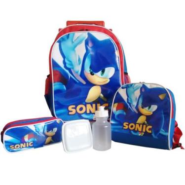 Imagem de Kit Mochila de Rodinhas Sonic com Lancheira e Estojo - School Bags