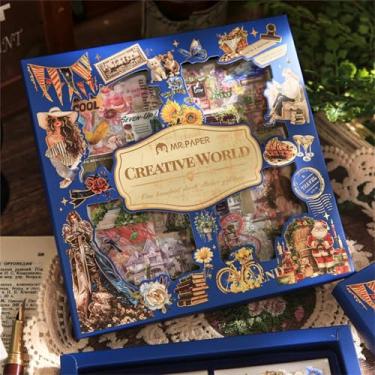 Imagem de QCTC 100 adesivos vintage para scrapbook - Estética retrô, botânica, recortada, brilhante para Bullet Journal, planejador, artesanato DIY