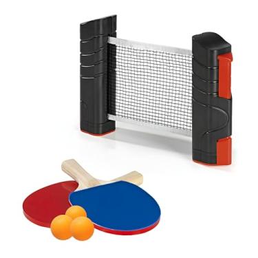 Imagem de JustGoFit Kit Ping Pong com 2 Raquetes + 3 Bolas + Rede Retrátil Ajustável para Mesa de Tênis