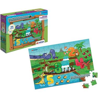 Imagem de Quebra-Cabeça Cartão Fofossauros Números 100 peças Xalingo