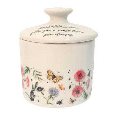 Imagem de Açucareiro Porcelana Decorado Decalque Mesa Posta Cozinha Elegante Cha