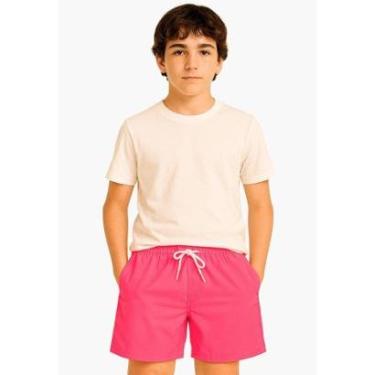 Imagem de Short Infantil Praia Tactel Pink Bermuda a para Piscina e Verão-Masculino