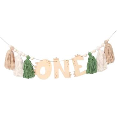 Imagem de MotiveTech Guirlanda de Letras de Madeira para Cadeira Alta de Primeiro Aniversário, Decoração de Parede, Acessório para Fotos para Menino E com Miçangas