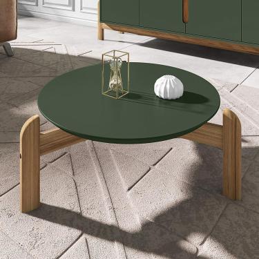 Imagem de Mesa De Centro Lizz Redonda Com Pés Em Madeira Maciça Verde-cedro Verde-cedro