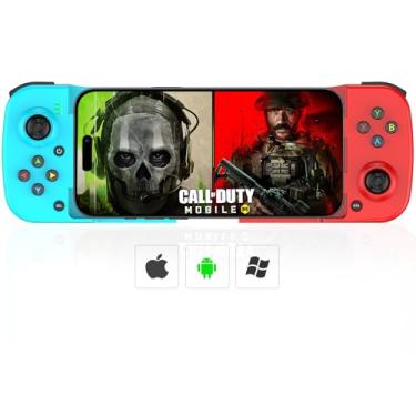 Imagem de Megadream Controle de jogo móvel para iPhone iOS Android PC: funciona com iPhone 16/15/14/13/12/11, iPad, Samsung Galaxy, TCL, Tablet, Call of Duty, Diablo Immortal - Reproduzir diretamente (azul +