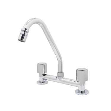 Imagem de Torneira Pia Misturador Cozinha Bica Móvel Com Articulador Bancada Luxo Cromado Metal 1/4v