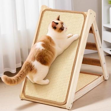 Imagem de BRAVE NIUNIU Arranhador grande de sisal, arranhador durável para gatos grandes, sem montagem, poste vertical para arranhar, poste para arranhar gatos de madeira maciça