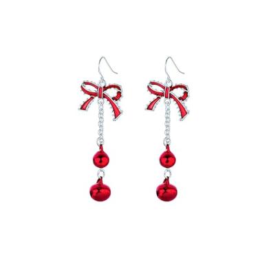 Imagem de YISXVD Brincos de Natal, espiral, árvore de Natal, laço, sino, pirulito, lâmpada, decoração festiva para festa de Natal, Large, Metal, Sem pedra preciosa