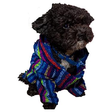 Imagem de Moletom com capuz para cães mexicanos Poncho Doggo Baja Ponchos Cobertor para Cachorros Fantasia Pijama de Tripulação Chihuahua Suéter Roupas de cachorro pequeno, médio a grande feito no México com tecido reciclado (4, azul)
