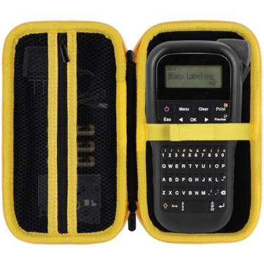 Imagem de Lebakort Estojo de armazenamento compatível com Brother P-Touch PTH110 / PTH111 Pro / PTE110 Criador de etiquetas monocromático portátil (capa com zíper preto + amarelo)