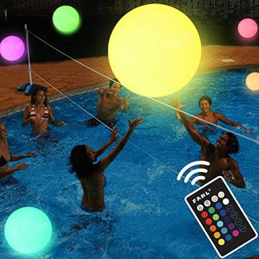 Imagem de Brinquedos de piscina - Bola de praia de LED com controle remoto - 16 cores de luzes e 4 modos de luz, distância de controle de 30 metros - Jogos de festa na praia ao ar livre para crianças e adultos