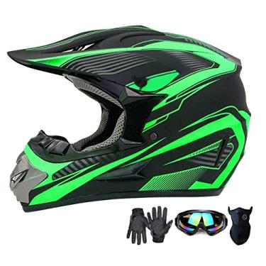 Imagem de Capacete de motocross, capacete de motocicleta ATV para jovens e adultos, capacete infantil BMX 4 rodas off-road mountain bike, certificado DOT, com luvas de máscara de óculos conjunto de 4 peças