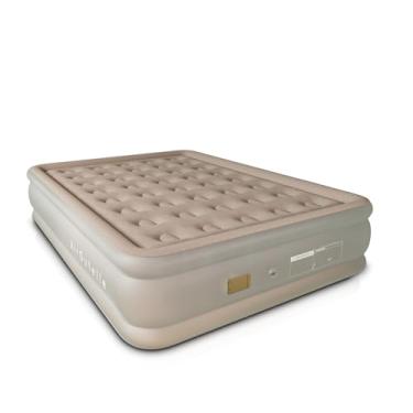 Imagem de Colchão de ar completo cáqui semienroscado de 40,6 cm com bomba USB, capacidade de 272 kg, enchimento rápido, sem vazamento, portátil, dobrável, ultramacio, parte superior de veludo cáqui para