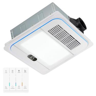 Imagem de Exaustor de banheiro de 13,8 polegadas com luz e aquecedor 1800W, 4 em 1 220 CFM exaustor de banheiro com aquecedor, luz LED de 12W, caixa de metal 1.0 som com aquecimento, ventilação, controle remoto