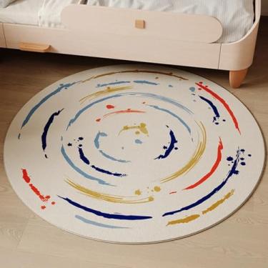 Imagem de Tapetes para sala de estar, tapetes grossos de cabeceira, decoração fofa e redonda para quarto, tapete macio e fofo (200x200 cm/F)