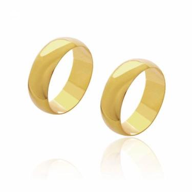 Imagem de Par de Alianças de Casamento Diana Ouro Abaulada Lisa 7mm  9.5 g - Joi