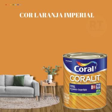 Imagem de Esmalte Sintético Base Água Coral Coralit 800ml Tinta Cor Laranja  Ace