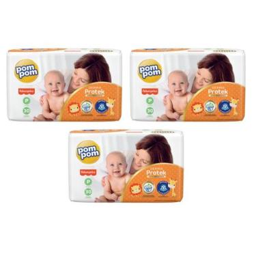 Imagem de Fralda Pompom Derma Protek Jumbo  Tam P - ATACADO BARATO - 90 Unidades
