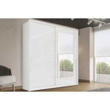 Imagem de Guarda Roupa 2 Portas de Correr (1 c/ espelho) e 2 Gavetas Porto Branco - Politorno