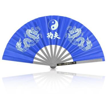 Imagem de Ventilador Kung Fu Tai Chi Frdhee em aço inoxidável azul