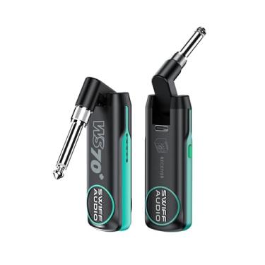 Imagem de Transmissor de guitarra sem fio, receptor recarregável, sistema de guitarra sem fio, alcance de transmissão de 10 canais, para instrumento musical de 6,35 mm/3,5 mm