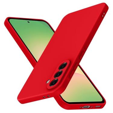 Imagem de Capa para Samsung Galaxy A56 5G silicone líquido, proteção de corpo inteiro, capa macia antiarranhões para Samsung Galaxy a56 5g capa de telefone slim fit durável 17.0 cm vermelho JUS01-268