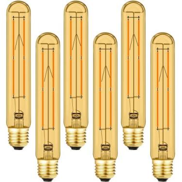 Imagem de Lâmpada LED Leools Amber T10 8W E26 2700K regulável, pacote com 6