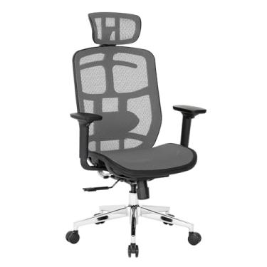 Imagem de Cadeira Escritótio Ergonomica DT3 Diana em Mesh Vidartex, apoio de cabeça 3D, Braço 3D, apoio lombar 2D - Ajuste manual de altura e profundidade, suporta até 120 e altura máx.1,85m(Grey)
