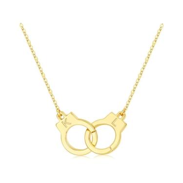 Imagem de M MOOHAM Colar feminino com duas iniciais algemas, banhado a ouro 14K, duas letras, amizade, melhor amigo, joias personalizadas, presentes de aniversário para mulheres, melhores amigas, casais, Latão