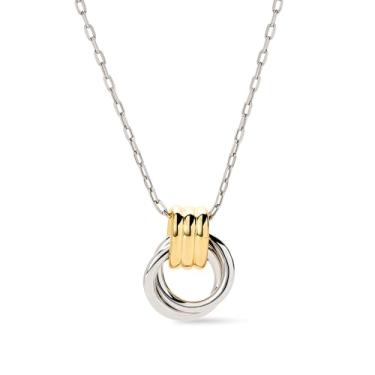 Imagem de Ana Luisa Colares com pingente feminino - Colar de ródio banhado a ouro 14K e prata - pérola, coração, círculo, pedra da lua, pedra preciosa, estilos de pingente de nó - hipoalergênicos, delicados