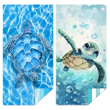 Imagem de NIBESSER Pacote com 2 toalhas de praia infantis para meninas e meninos 76,2 cm x 152,4 cm toalhas de banho de microfibra de secagem rápida sem areia leves e absorventes toalhas de banho de viagem para