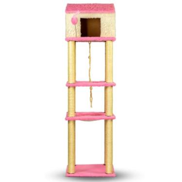 Imagem de Arranhador para Gatos Torre Gigante Com Casa e Cama Confortável Brinquedos Interativos Cat Rio(Doce Algodão)