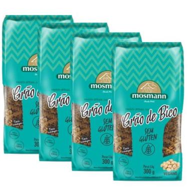 Imagem de Kit 4 Macarrão Parafuso Integral Com Grão De Bico Mosmann 300g