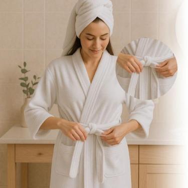 Imagem de Roupão Felpudo 100% Algodão Feminino Masculino Tamanho Único - Empório