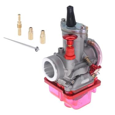 Imagem de PWK Carburador tamanho do furo 21 mm carburador universal de corrida para motor 2T 4T scooter motocicleta ATV Quad Dirt Bike 50cc ~ 80cc (21 mm, vermelho)