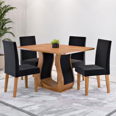 Imagem de Mesa de Jantar 4 Lugares Amarena Marrom/Veludo Preto - Viero Móveis