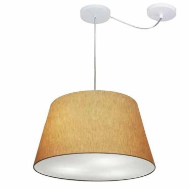 Imagem de Lustre Pendente Cone Com Desvio De Centro Vivare Md-4279 Cúpula Em Tecido 30x40cm - Bivolt Palha 127/220v