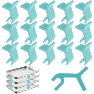 Imagem de Conjunto de empilhadores de assadeira com 16 peças, empilhadores de bandeja que economizam espaço, suporte de empilhamento de bandejas reutilizáveis, empilhadores de bandeja de cozimento multiuso para