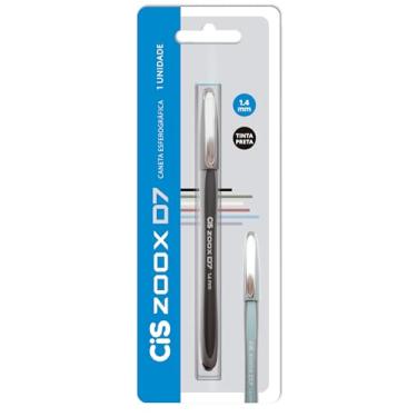 Imagem de Caneta Esferográfica CIS ZOOX D7 1.4mm, Corpo Preto - Tinta Preta, Blister com 1 unidade