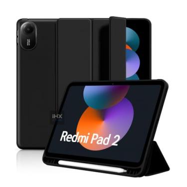 Imagem de Capa Case Premium para Redmi Pad 2 2025 com Compartimento para Pencil Anti-Impacto Tampa Magnética (PRETO)