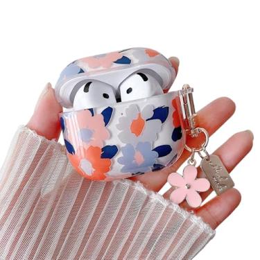 Imagem de MINSCOSE Capa transparente compatível com AirPods 4, design estético floral fofo com laço de pérola, capa protetora de TPU macio à prova de choque para mulheres e meninas para AirPods 4 cores