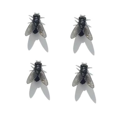 Imagem de Brincos de simulação realistas mini mosca, engraçados, exclusivos, brincadeiras, animais simulados de Halloween, Aço inoxidável, Sem pedra preciosa