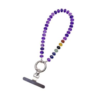 Imagem de EDEN'S CALL Pulseira de pulso para telefone com contas de cristal para pendurar chaveiro com contas de mãos livres, cordão de celular com corrente de tira de quartzo, pulseira de pulso para mulheres