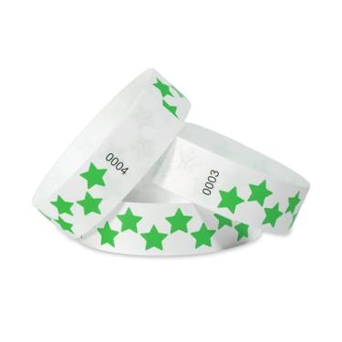 Imagem de 500 pulseiras de papel estrelas para eventos à prova d'água, pulseiras leves de identificação de festivais, pulseiras adesivas neon para eventos (verde)
