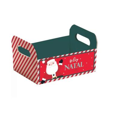 Imagem de Cesta de Papelão Decorativa Feliz Natal  22x15x8cm P Cromus