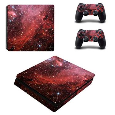 Imagem de Capa adesiva de vinil UUShop para Sony PlayStation 4 Slim PS4 Console vermelho estrelado céu