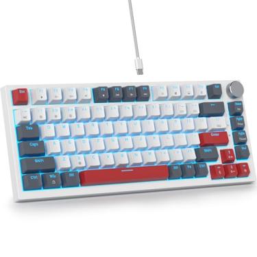 Imagem de Guffercty kred Teclado mecânico 75% com botão, teclado para jogos TKL com gaxeta mouted com fio 75% programável para Windows Laptop PC gamer (82 cinza)