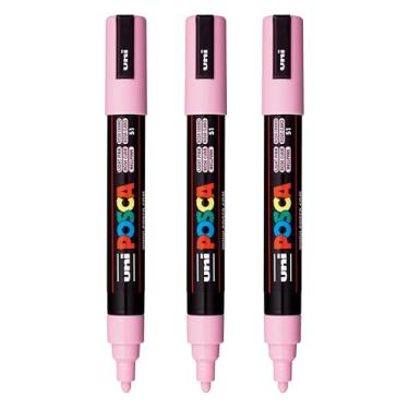Imagem de posca Marcadores de tinta à base de água PC-5M, ponta média reversível (1,8-2,5 mm), rosa claro, 3 unidades